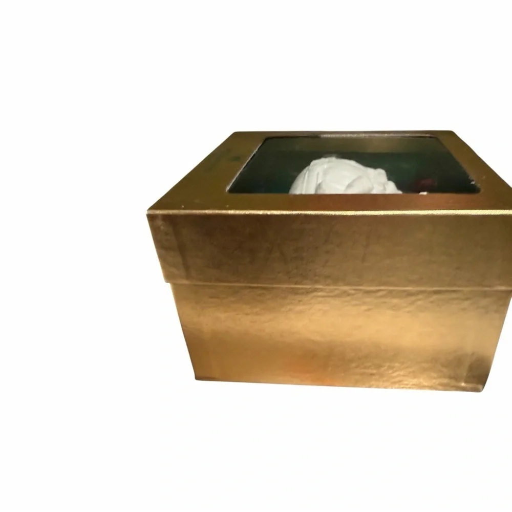 Wedgwood Cream Puffer Santa Ornament in Gold Box